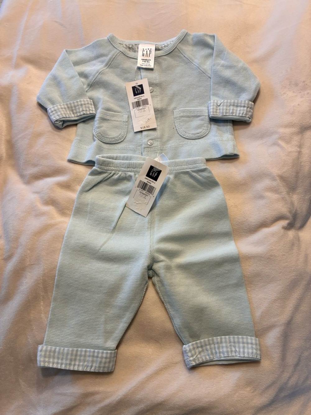 GAP Baby Pale Blue Knit Cardigan and Pants Set